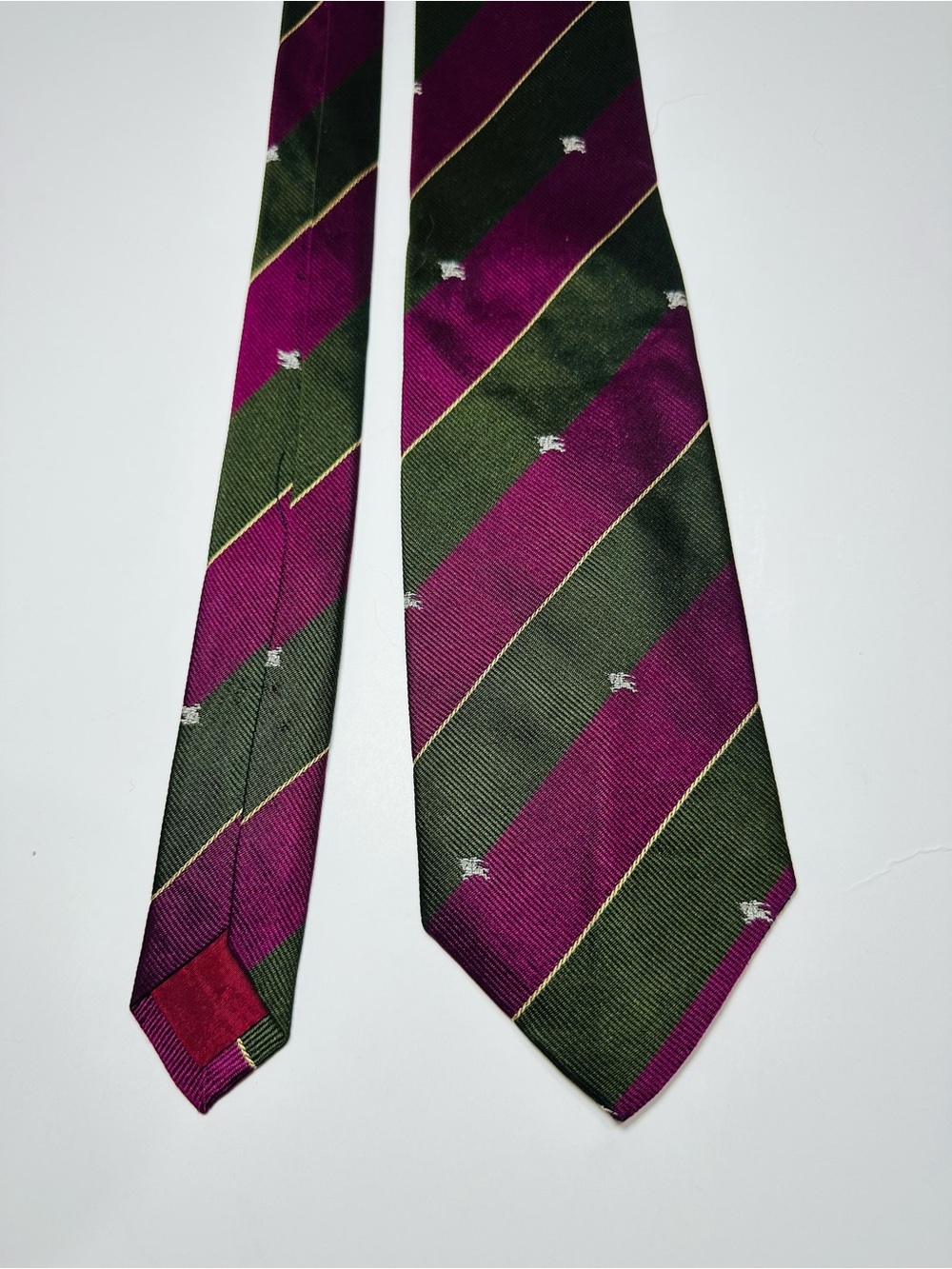 BURBERRYS VINTAGE PRE 1999 MADE IN ENGLAND SILK TIE STRIPED OLD MONEY PREPPY - Picture 8 of 13